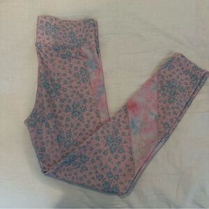 Floral Pink and Blue Leggings